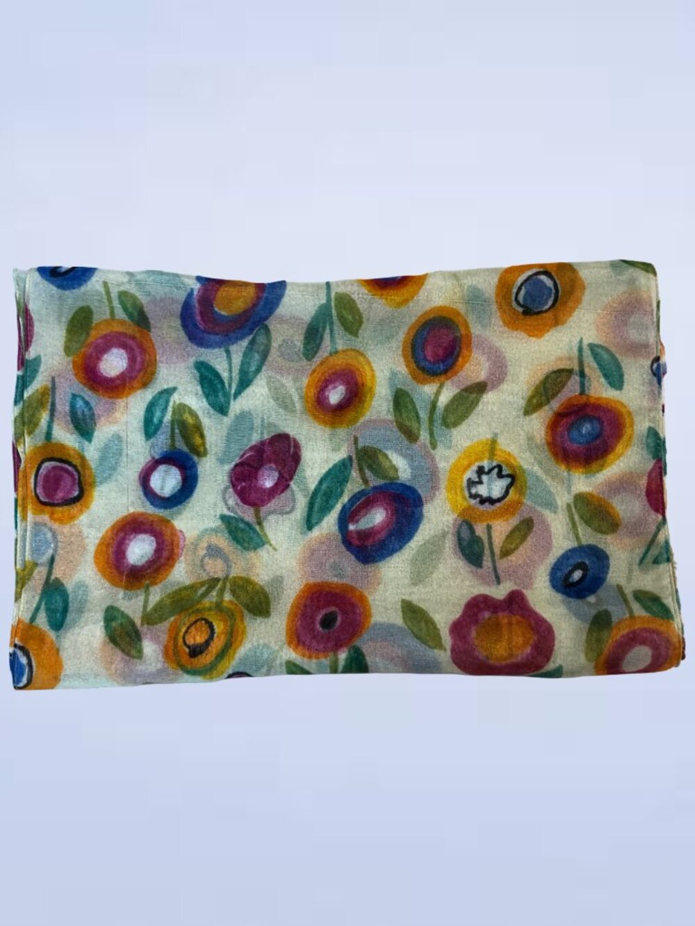 Made in Italy Floral Polyester Rectangle Scarf Lightweight Watercolor Shawl Wrap